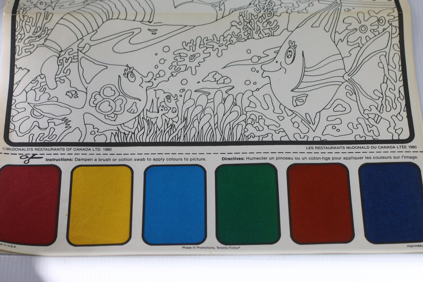 Vintage 1988 McDonald’s Canada Water Paint Placemat Unused