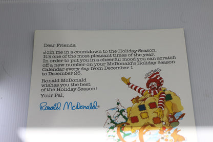 🎄 Vintage 1986 McDonald’s Canada Holiday Scratch Advent Calendar Christmas card