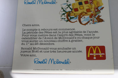 🎄 Vintage 1986 McDonald’s Canada Holiday Scratch Advent Calendar Christmas card