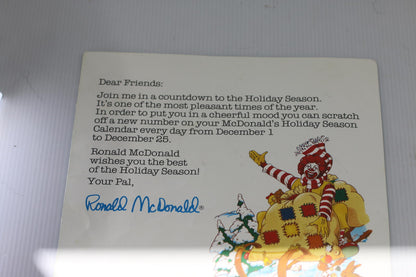 🎄 Vintage 1986 McDonald’s Canada Holiday Scratch Advent Calendar Christmas Used