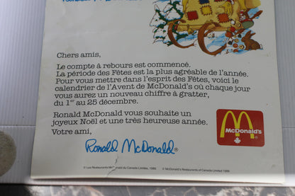 🎄 Vintage 1986 McDonald’s Canada Holiday Scratch Advent Calendar Christmas Used