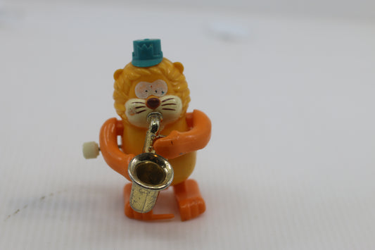 Vintage TOMY Wind-Up Lion Cat Playing Saxophone – Figure toy 1970s