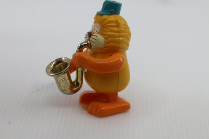 Vintage TOMY Wind-Up Lion Cat Playing Saxophone – Figure toy 1970s