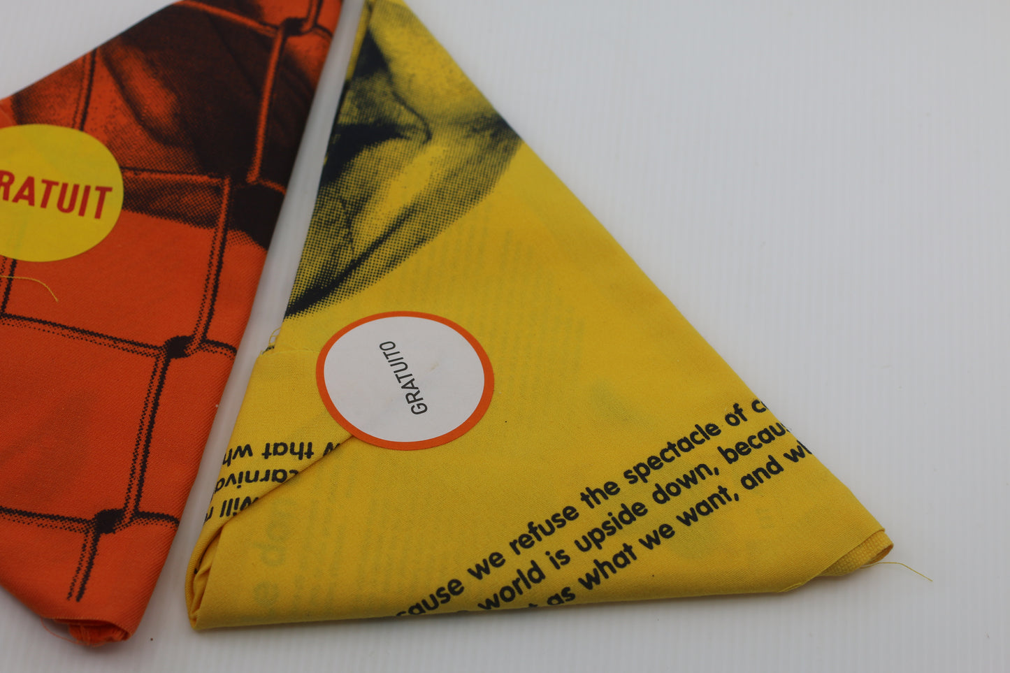 Vintage Promotional Bandana Lot – “GRATUIT” Graphic Scarves – Art & Advertising Ephemera