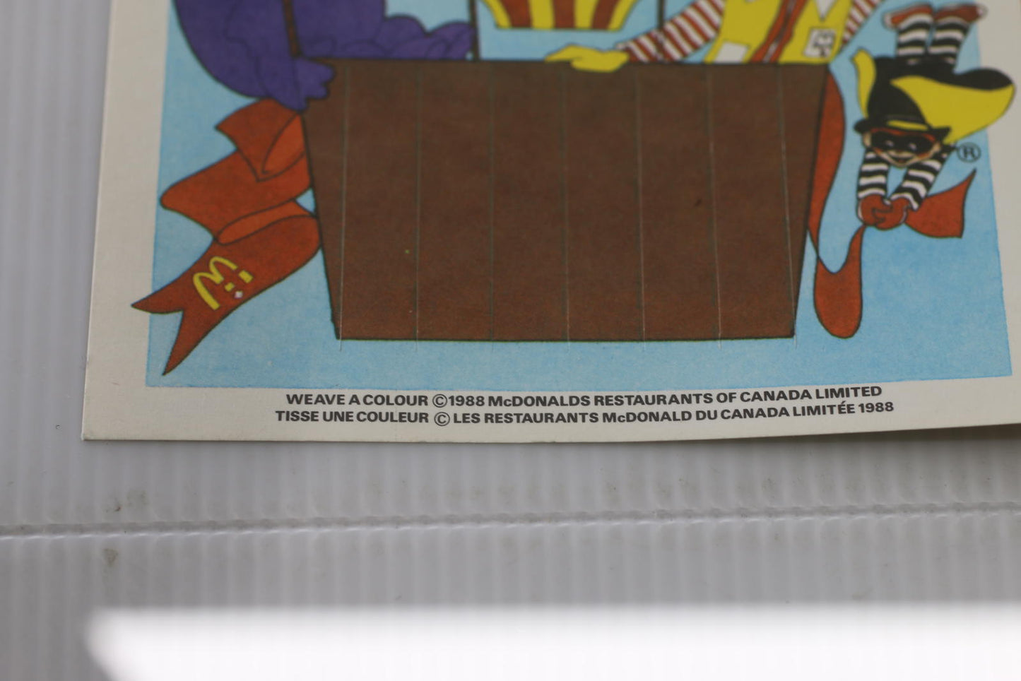 1988 McDonald’s Canada Ronald Balloon Weave Colour Activity Board