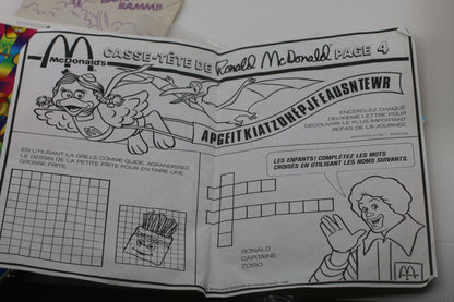 Vintage McDonald’s Canada Ronald McDonald Kids Activity Placemats Lot – 1988 – French