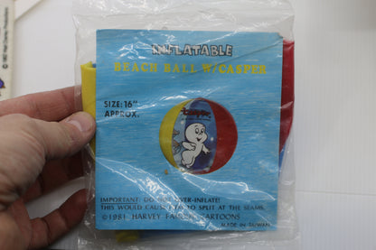 Vintage 1981 Casper the Friendly Ghost Inflatable Beach Ball 16” – Harvey Films – Sealed