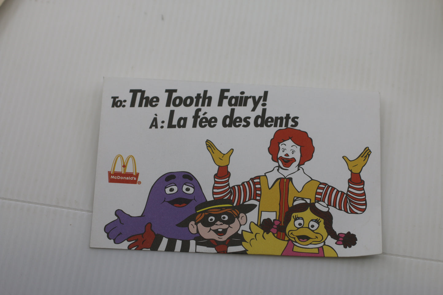 Vintage 1985 McDonaldland Tooth Fairy Envelope – Ronald McDonald – Canada Promo Ephemera