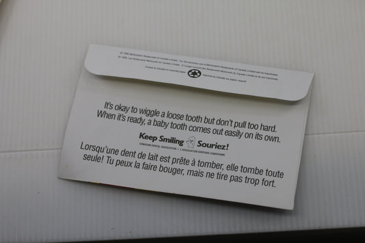 Vintage 1985 McDonaldland Tooth Fairy Envelope – Ronald McDonald – Canada Promo Ephemera