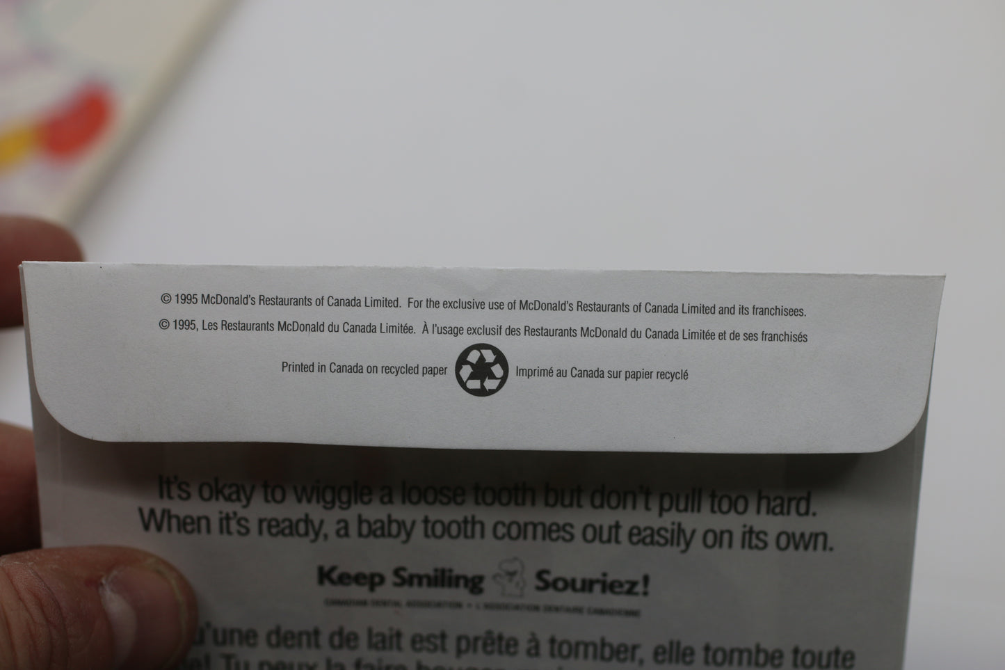 Vintage 1985 McDonaldland Tooth Fairy Envelope – Ronald McDonald – Canada Promo Ephemera
