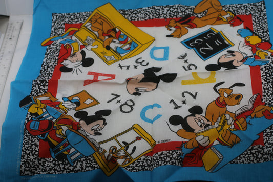 Vintage Disney Mickey Mouse & Pluto Bandana – Alphabet & Numbers – Made in USA