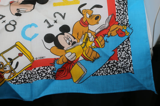 Vintage Disney Mickey Mouse & Pluto Bandana – Alphabet & Numbers – Made in USA