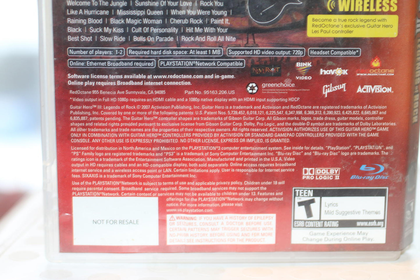 Guitar Hero III: Legends of Rock PlayStation 3 video Game