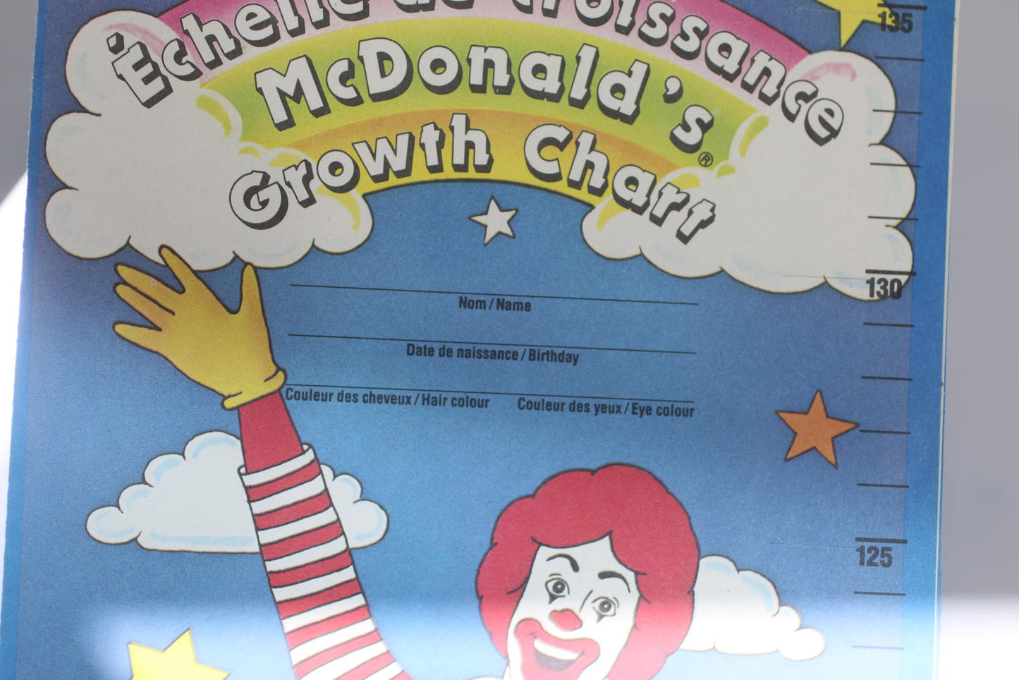 Vintage 1987 McDonald’s Canada Growth Chart McDonaldland