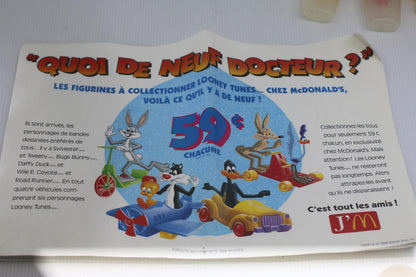 Vintage McDonald's Looney Tunes Paper Placemat Tray Liner 1989 Bugs Bunny Promo