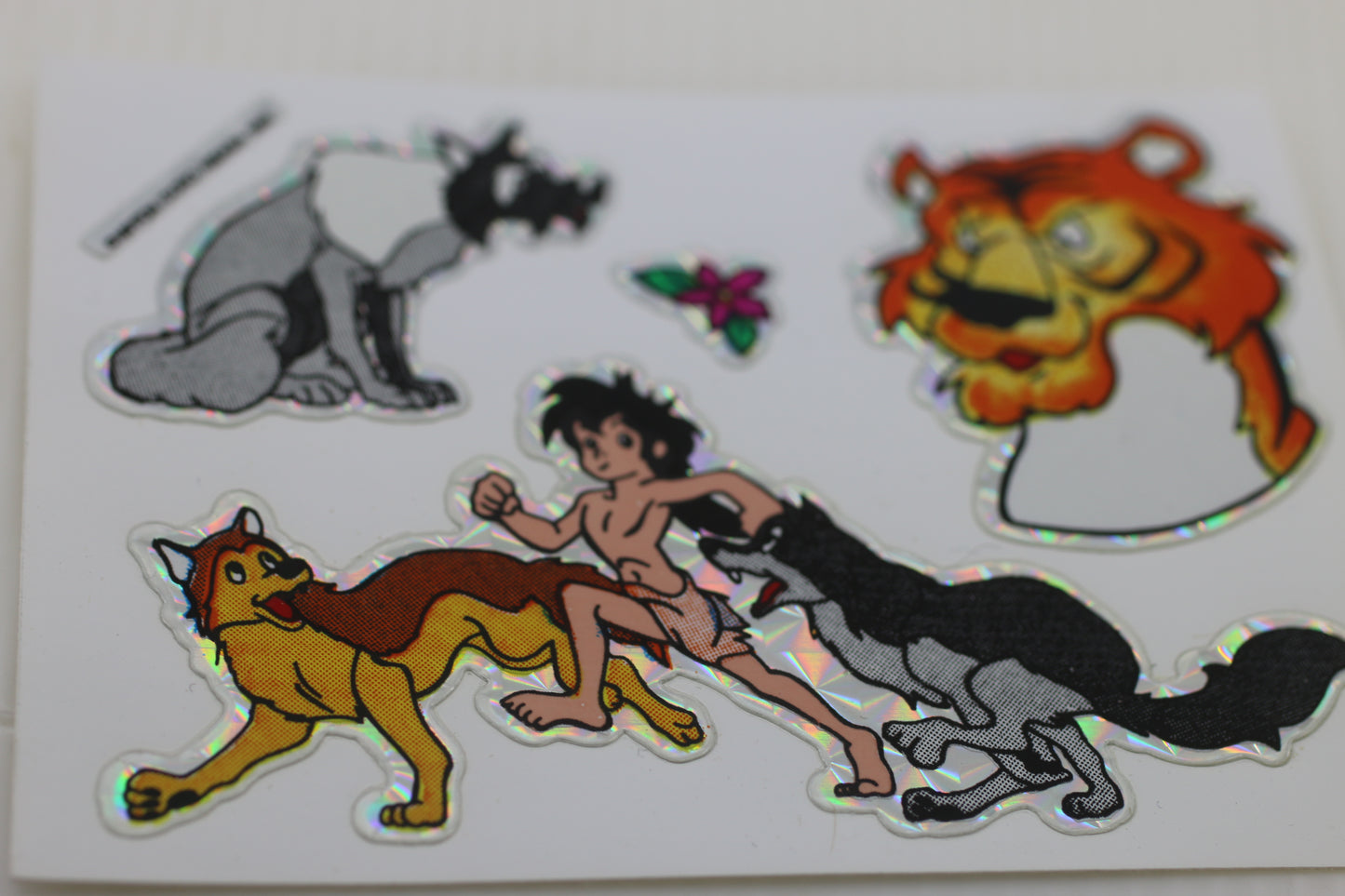 Vintage Disney Jungle Book Holographic Sticker Sheet – Mowgli & Shere Khan – 1990s