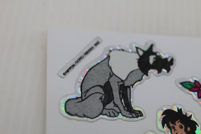 Vintage Disney Jungle Book Holographic Sticker Sheet – Mowgli & Shere Khan – 1990s