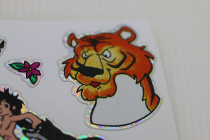 Vintage Disney Jungle Book Holographic Sticker Sheet – Mowgli & Shere Khan – 1990s