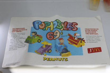 Vintage 1990 McDonald's Peanuts Snoopy Paper Placemat Tray Liner PopmobilesPromo