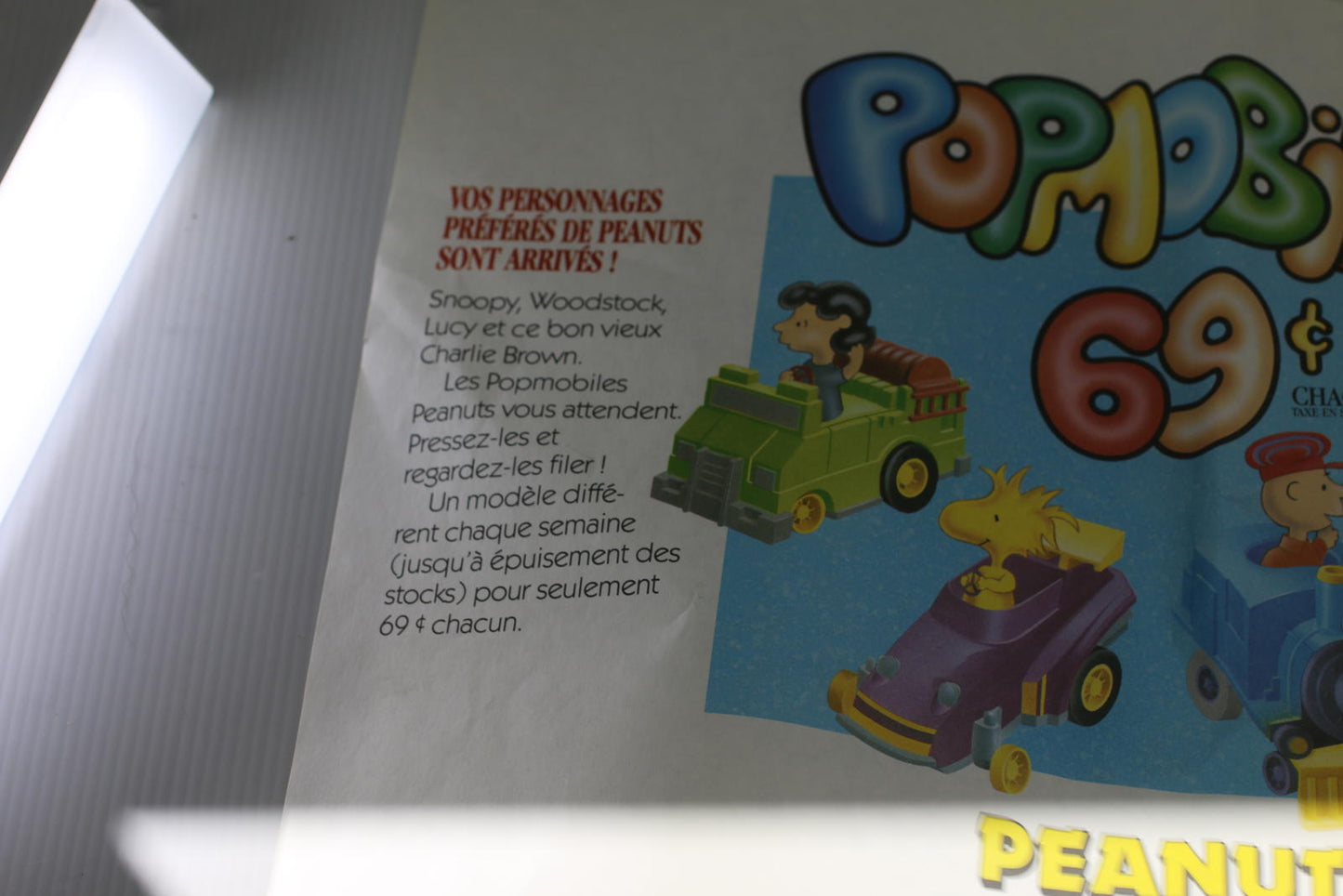 Vintage 1990 McDonald's Peanuts Snoopy Paper Placemat Tray Liner PopmobilesPromo