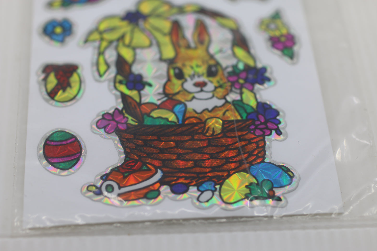 Vintage Uni-Cal Holographic Easter Bunny Sticker Sheet – Made in Canada – 1990s
