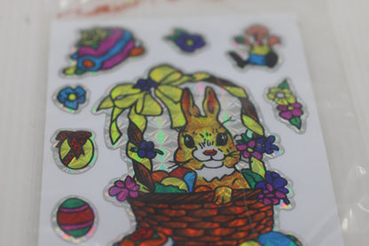 Vintage Uni-Cal Holographic Easter Bunny Sticker Sheet – Made in Canada – 1990s