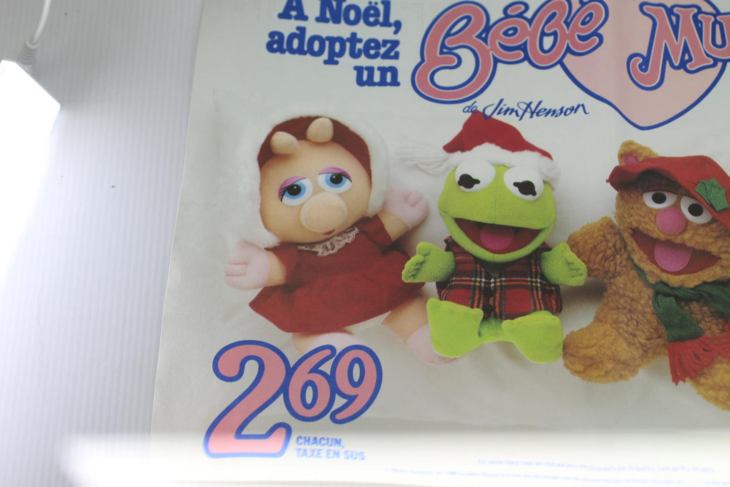Vintage 1989 McDonald's Baby Muppets Christmas PaperPlacemat TrayLiner JimHenson