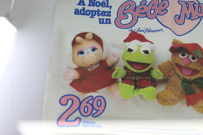 Vintage 1989 McDonald's Baby Muppets Christmas PaperPlacemat TrayLiner JimHenson