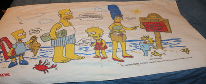 Vintage 1990s The Simpsons Beach Towel – Homer Bart Marge Lisa Maggie – Licensed