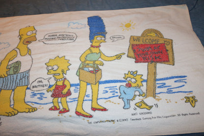 Vintage 1990s The Simpsons Beach Towel – Homer Bart Marge Lisa Maggie – Licensed