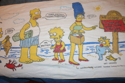 Vintage 1990s The Simpsons Beach Towel – Homer Bart Marge Lisa Maggie – Licensed