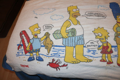 Vintage 1990s The Simpsons Beach Towel – Homer Bart Marge Lisa Maggie – Licensed