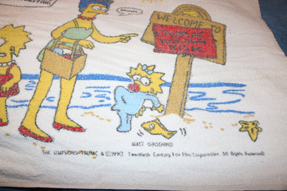Vintage 1990s The Simpsons Beach Towel – Homer Bart Marge Lisa Maggie – Licensed