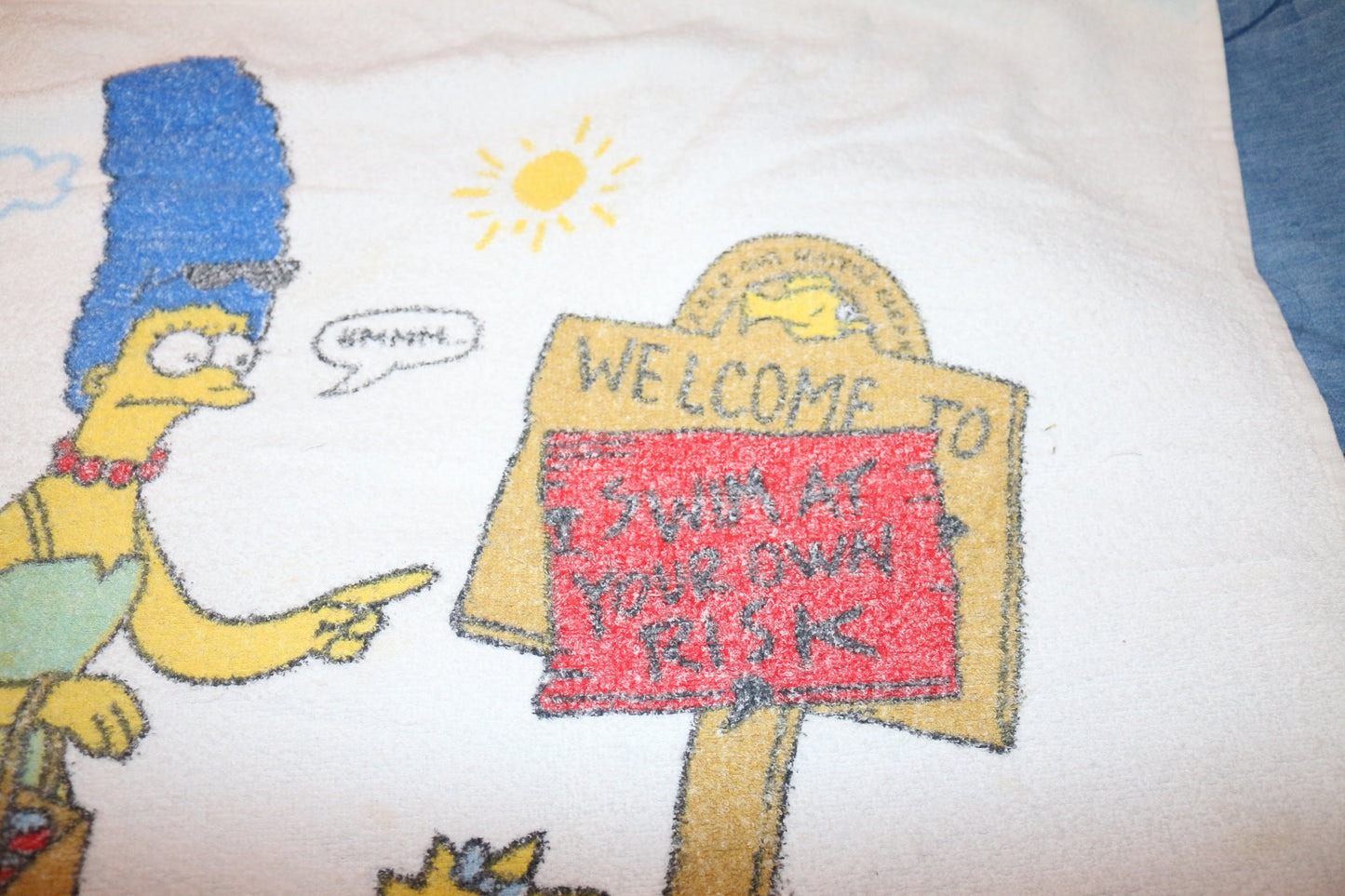 Vintage 1990s The Simpsons Beach Towel – Homer Bart Marge Lisa Maggie – Licensed