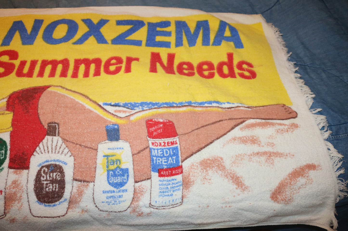 Vintage Noxzema Summer Needs Beach Towel – Pin-Up Advertising – 1960s 1970s