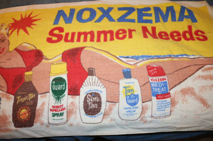 Vintage Noxzema Summer Needs Beach Towel – Pin-Up Advertising – 1960s 1970s