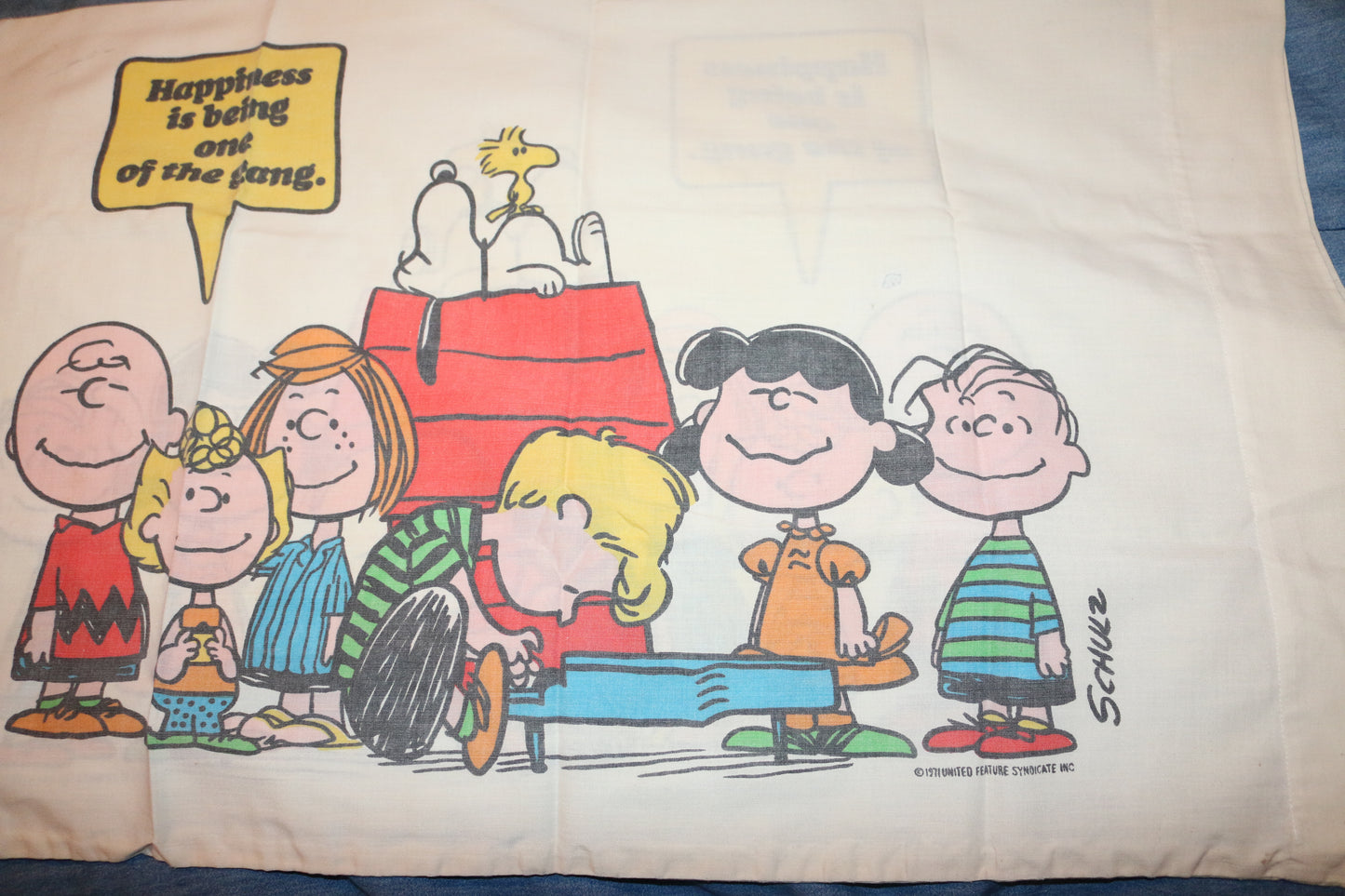 Vintage Peanuts Snoopy Pillowcase – Happiness Quote – 70s 80s – See Flaws