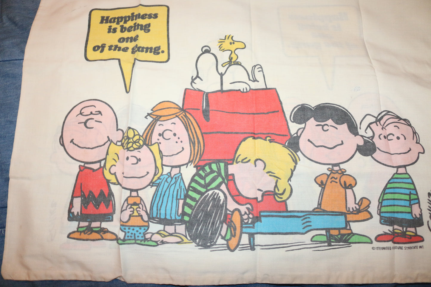 Vintage Peanuts Snoopy Pillowcase – Happiness Quote – 70s 80s – See Flaws