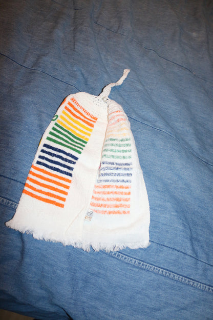 Vintage Hanging Kitchen Towel w/ Cord – Terry Cloth Fruit & Cup Pattern – Oven Door Towel