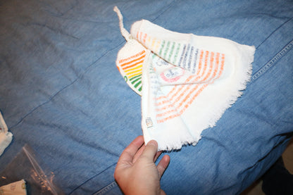 Vintage Hanging Kitchen Towel w/ Cord – Terry Cloth Fruit & Cup Pattern – Oven Door Towel