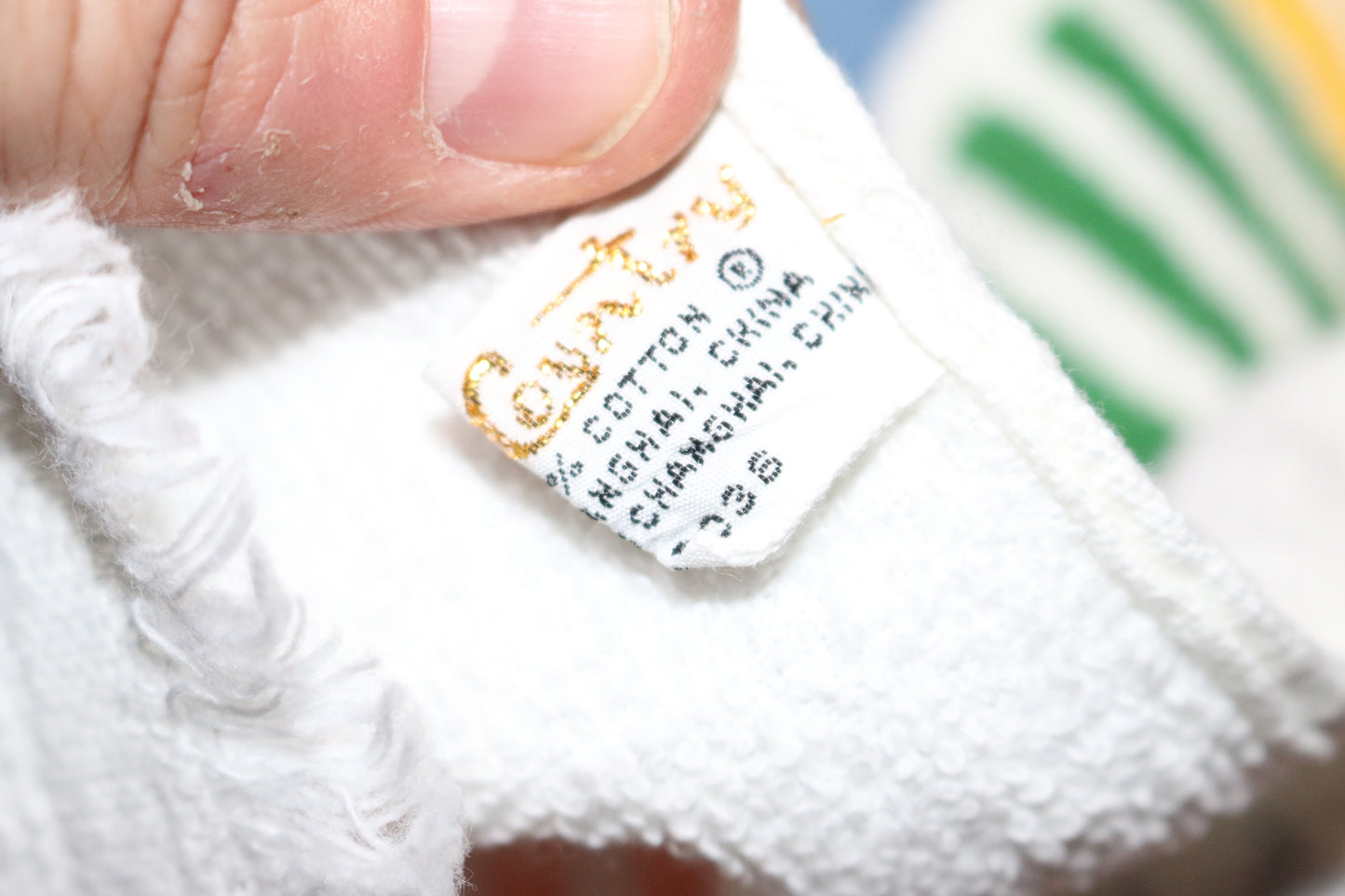 Vintage Hanging Kitchen Towel w/ Cord – Terry Cloth Fruit & Cup Pattern – Oven Door Towel