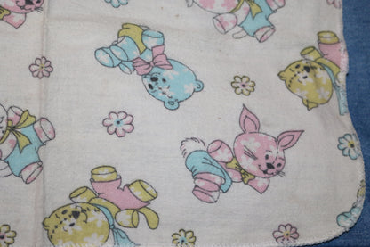 Vintage Baby Flannel Cloth Pastel Teddy Bear Pattern – Cotton Nursery Textile