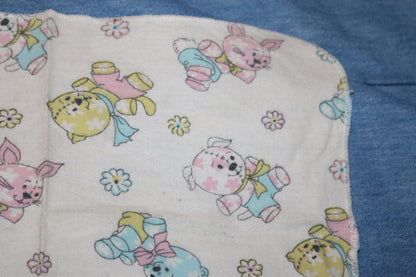Vintage Baby Flannel Cloth Pastel Teddy Bear Pattern – Cotton Nursery Textile