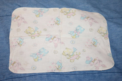 Vintage Baby Flannel Cloth Pastel Teddy Bear Pattern – Cotton Nursery Textile