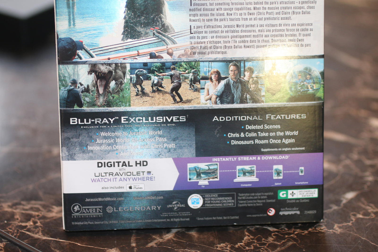 Jurassic World Monde Jurassic English & Français Blu-ray + DVD + Digital HD