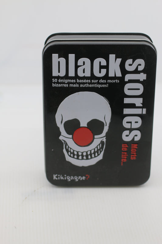 Black Stories – Morts de rire – Jeu de cartes énigmes – Édition française – Boîte métal
