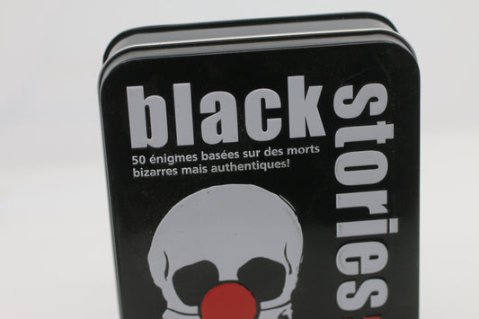 Black Stories – Morts de rire – Jeu de cartes énigmes – Édition française – Boîte métal
