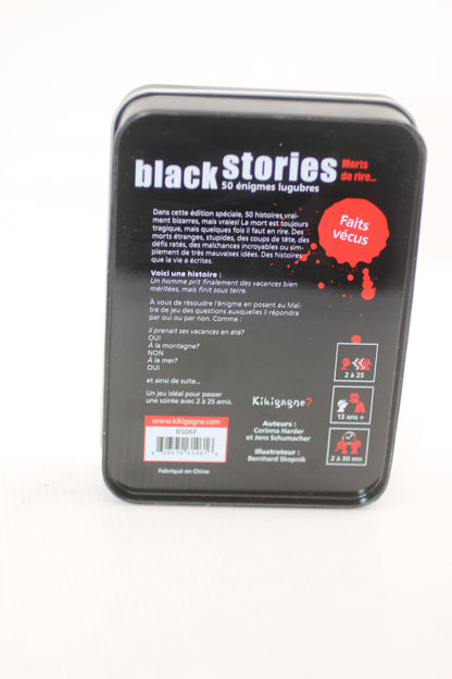 Black Stories – Morts de rire – Jeu de cartes énigmes – Édition française – Boîte métal