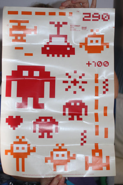 Vintage rare IKEA SLÄTTHULT 2011 Space Invaders Wall Stickers Decals