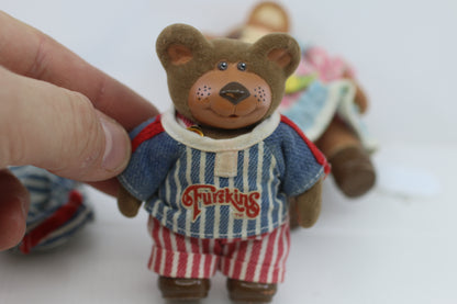 Vintage Furskins Bear Figures Lot – Hasbro – Boy & Girl Bears w/ Clothes